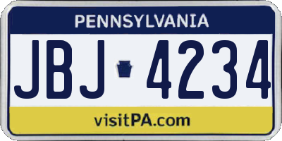 PA license plate JBJ4234