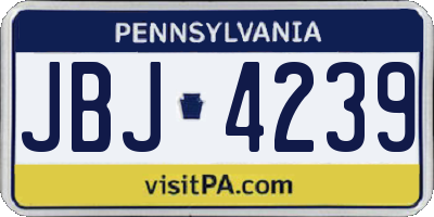 PA license plate JBJ4239