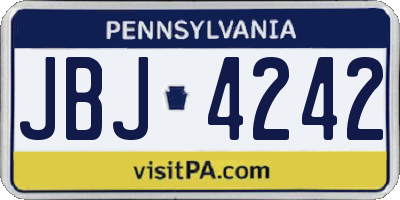 PA license plate JBJ4242