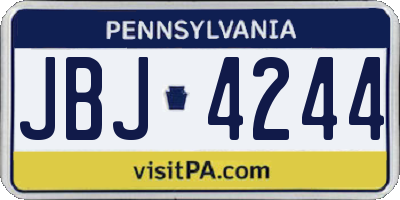 PA license plate JBJ4244