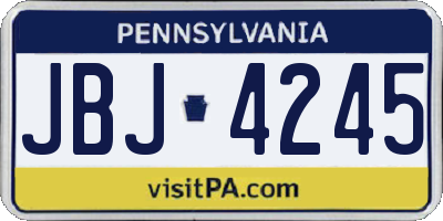 PA license plate JBJ4245