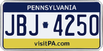 PA license plate JBJ4250