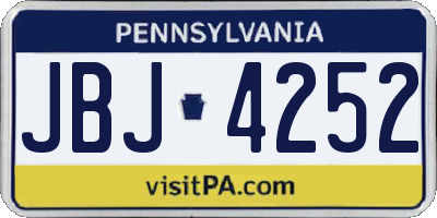PA license plate JBJ4252