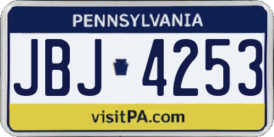 PA license plate JBJ4253