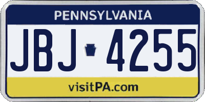 PA license plate JBJ4255