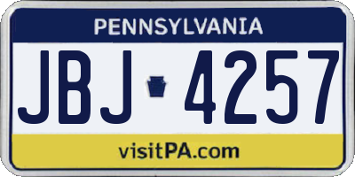 PA license plate JBJ4257