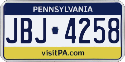 PA license plate JBJ4258