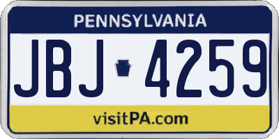 PA license plate JBJ4259