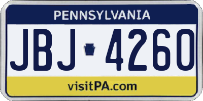 PA license plate JBJ4260