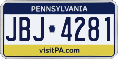 PA license plate JBJ4281