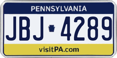 PA license plate JBJ4289
