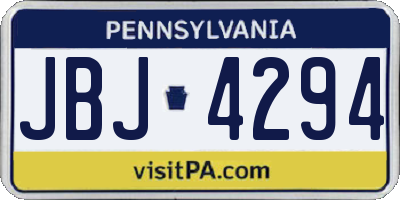 PA license plate JBJ4294