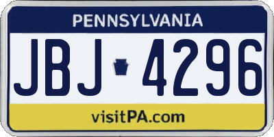 PA license plate JBJ4296