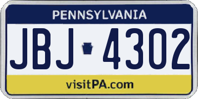 PA license plate JBJ4302