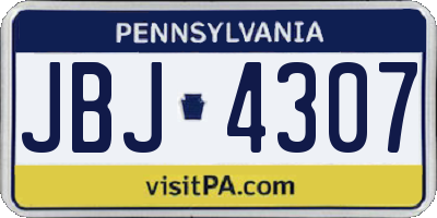 PA license plate JBJ4307