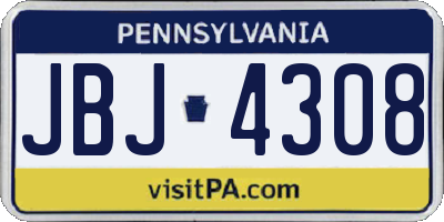 PA license plate JBJ4308