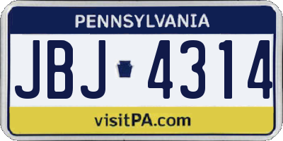 PA license plate JBJ4314