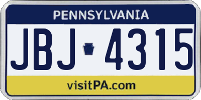 PA license plate JBJ4315