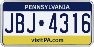 PA license plate JBJ4316