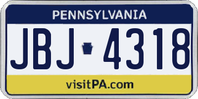 PA license plate JBJ4318