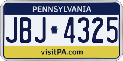 PA license plate JBJ4325