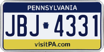 PA license plate JBJ4331