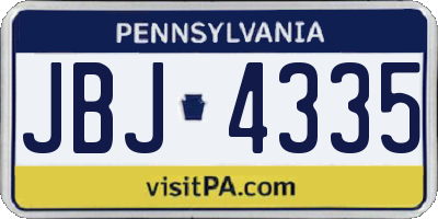 PA license plate JBJ4335