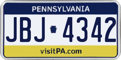 PA license plate JBJ4342