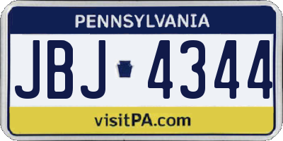 PA license plate JBJ4344