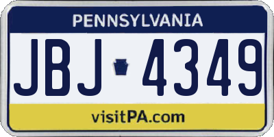 PA license plate JBJ4349