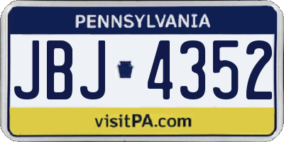 PA license plate JBJ4352