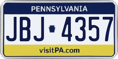 PA license plate JBJ4357