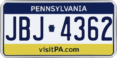 PA license plate JBJ4362