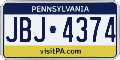 PA license plate JBJ4374