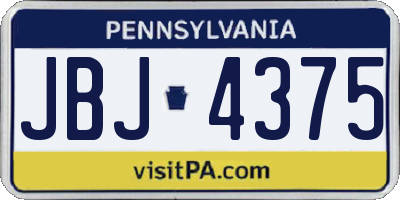 PA license plate JBJ4375