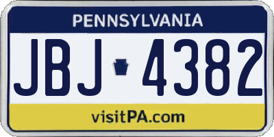 PA license plate JBJ4382
