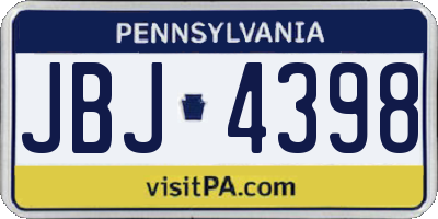 PA license plate JBJ4398