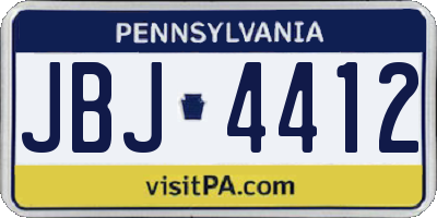 PA license plate JBJ4412