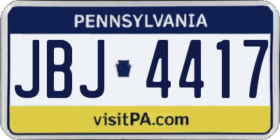 PA license plate JBJ4417