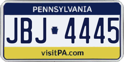 PA license plate JBJ4445