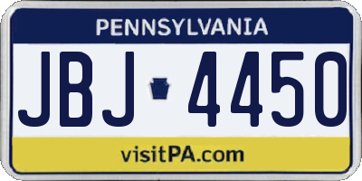 PA license plate JBJ4450