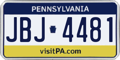 PA license plate JBJ4481