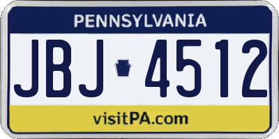 PA license plate JBJ4512