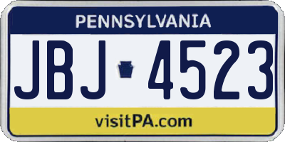 PA license plate JBJ4523