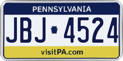 PA license plate JBJ4524