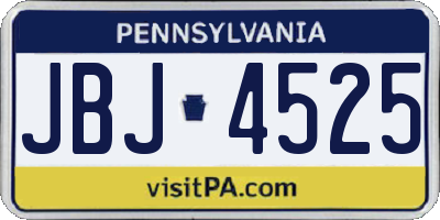PA license plate JBJ4525