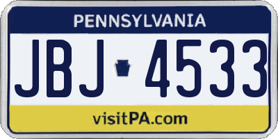 PA license plate JBJ4533