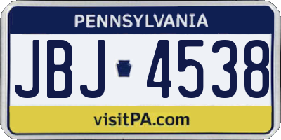 PA license plate JBJ4538