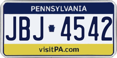 PA license plate JBJ4542