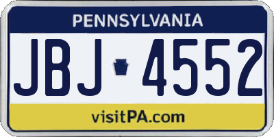PA license plate JBJ4552